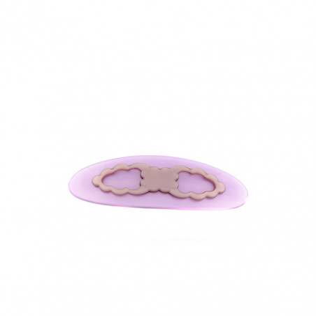 Barrette matic 8cm Nœuds festonés PM simple ovale