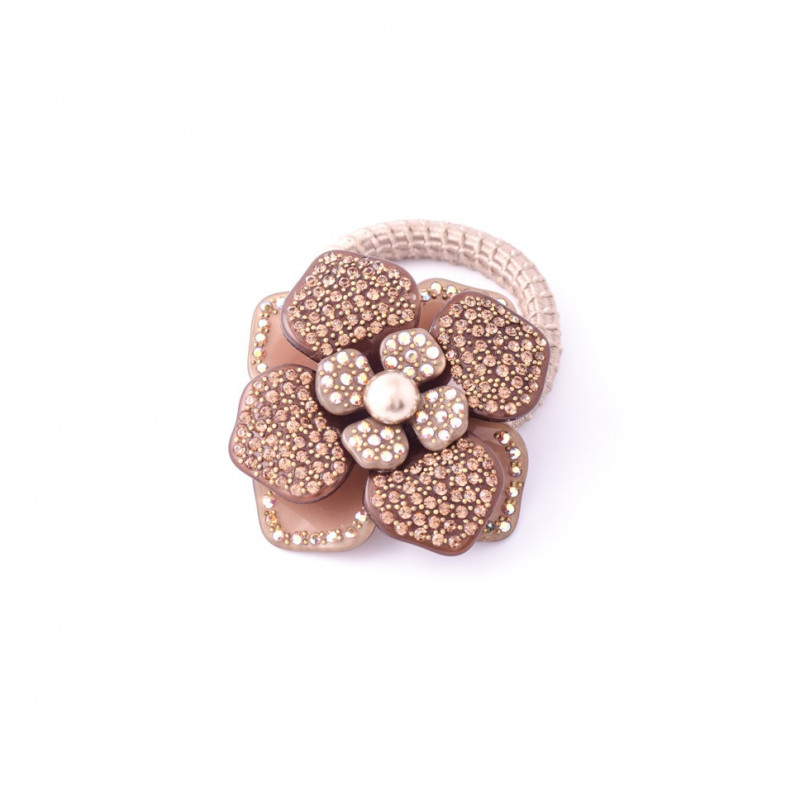 Elastic Vintage camellia MM full with pearl in...