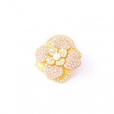 Elastic Vintage camellia MM full with pearl in the center