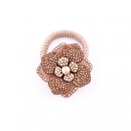 Elastic Vintage camellia MM full with pearl in the center