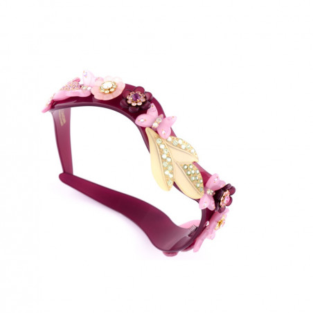 Handmade headband Multiflowers and butterflies MM full butterfly & multi-leaf wavy