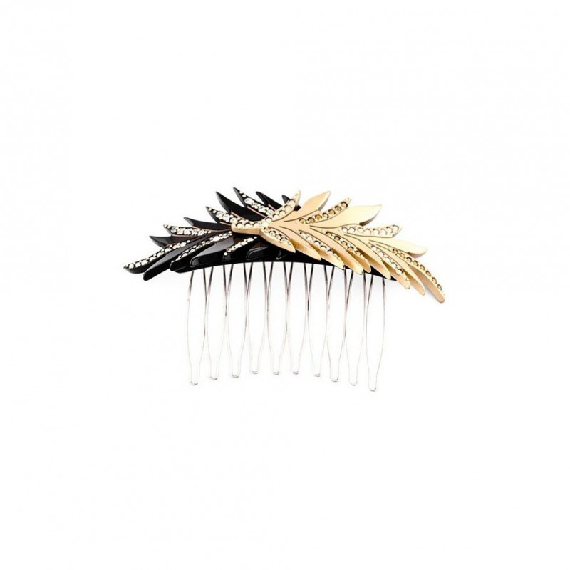 Rock'n roll comb Feathers MM rail strass two PM...