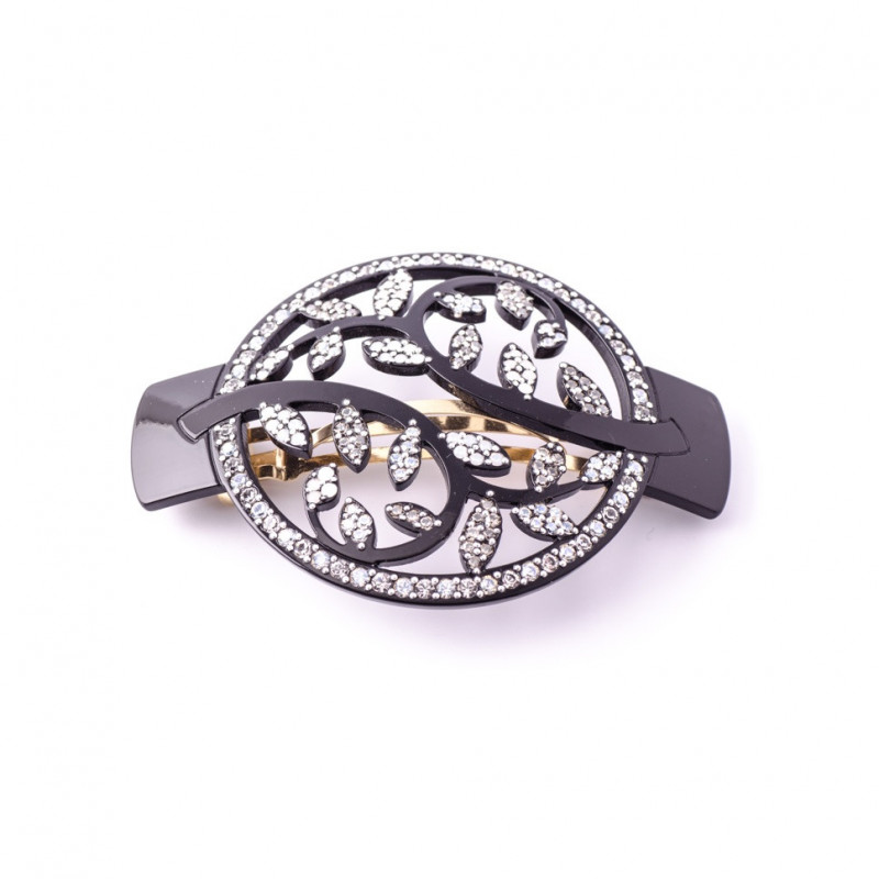 Barrette matic 8cm Japon GM light feuillage ajouré