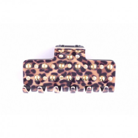 Handmade hairclip Classical GM light square studded edges