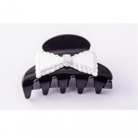 Pince fait-main Nœuds festonés GM centre strass,decoration calotte