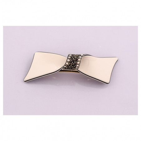 Barrette matic 8cm Nœuds tourbillon GM centre strass ouvert