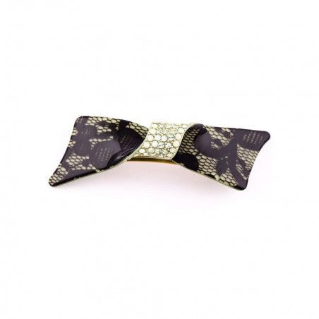 Barrette matic 8cm Nœuds tourbillon GM centre strass ouvert