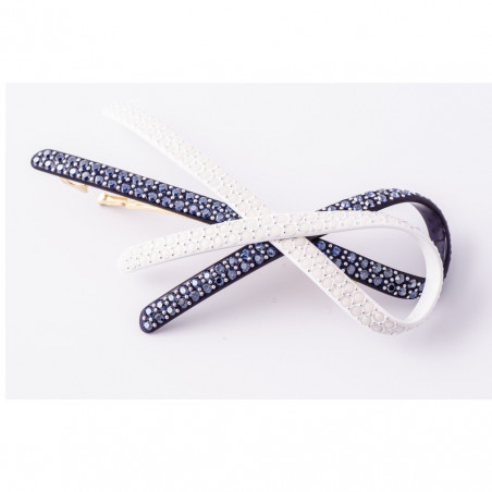 Barrette matic 11cm Boucles TGM decoration calotte,rail deux boucles