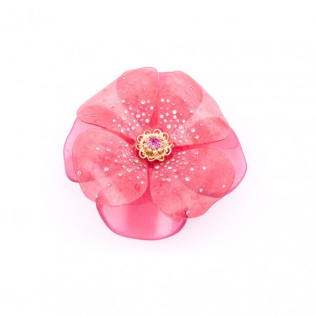 Barrette matic 8cm Camélia 2013 TGM centre strass,pluie de strass matière fine