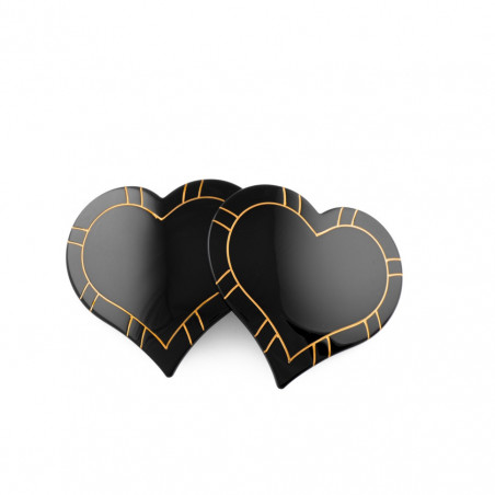 Barrette matic 8cm Coeurs valentine GM filet,simple deux coeurs horizontal
