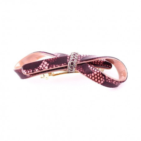 Barrette matic 7cm Rubans GM centre strass ruban ajouré