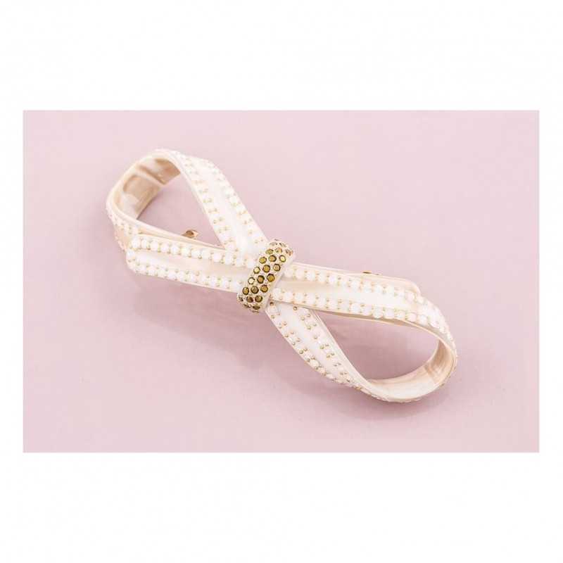 Barrette matic 7cm Rubans GM centre strass,rail...