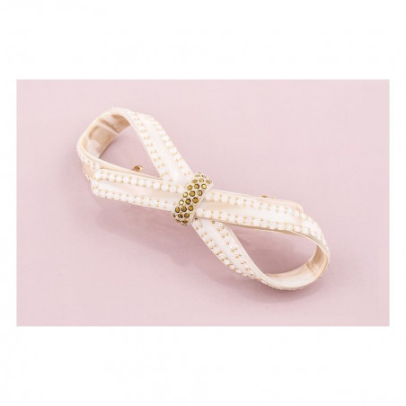 Barrette matic 7cm Rubans GM centre strass,rail ruban ajouré