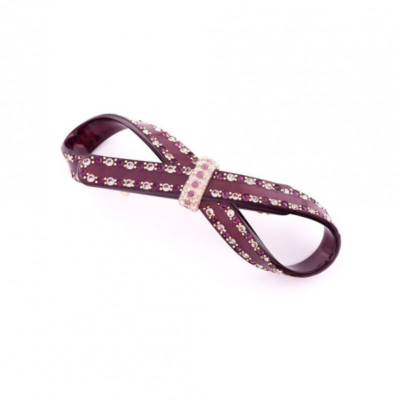 Barrette matic 7cm Rubans GM centre strass,rail...