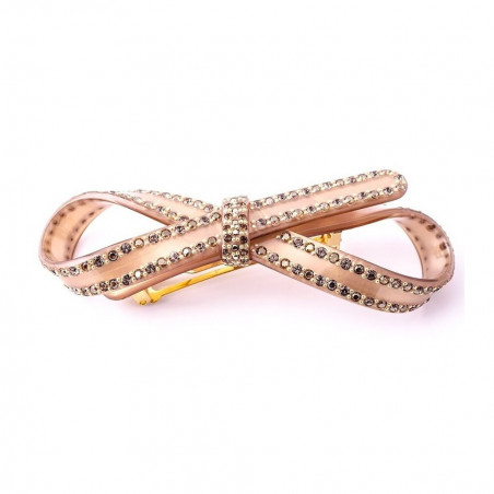 Barrette matic 7cm Rubans GM centre strass,rail ruban ajouré