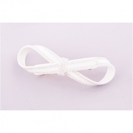 Barrette matic 7cm Rubans GM centre strass,rail ruban ajouré