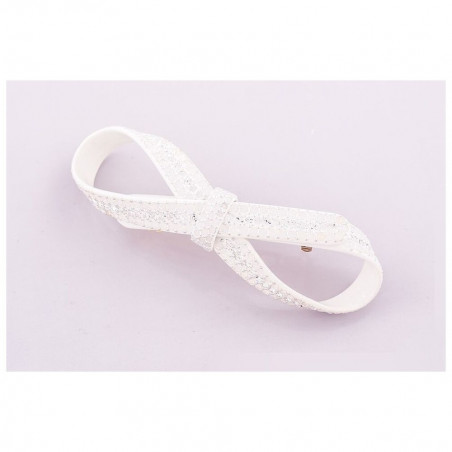 Barrette matic 7cm Rubans GM centre strass,rail ruban ajouré