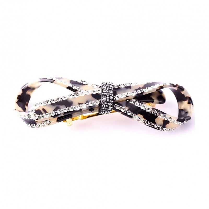 Barrette matic 7cm Rubans GM centre strass,rail...