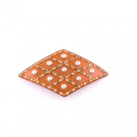Barrette matic 8cm Géo Matelassé MM full galon perlé